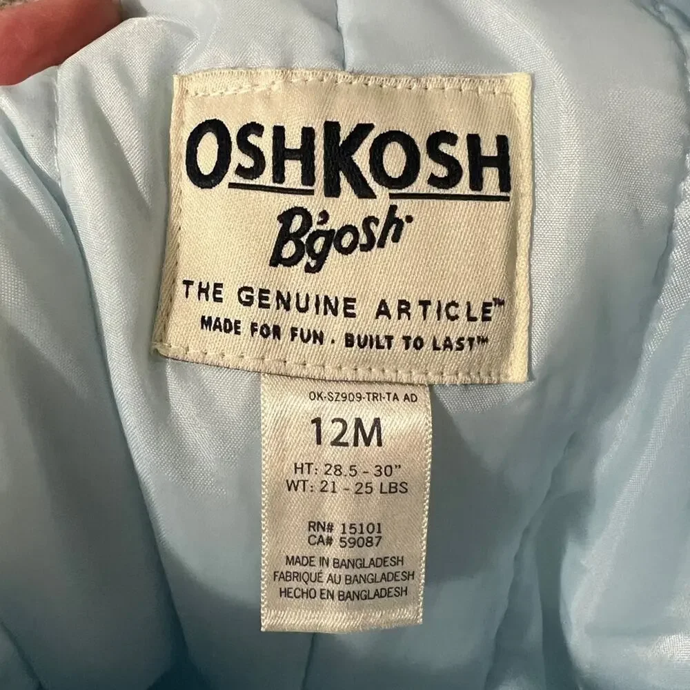Osh Kosh B’Gosh Baby Bib Overall Snowpants 12M